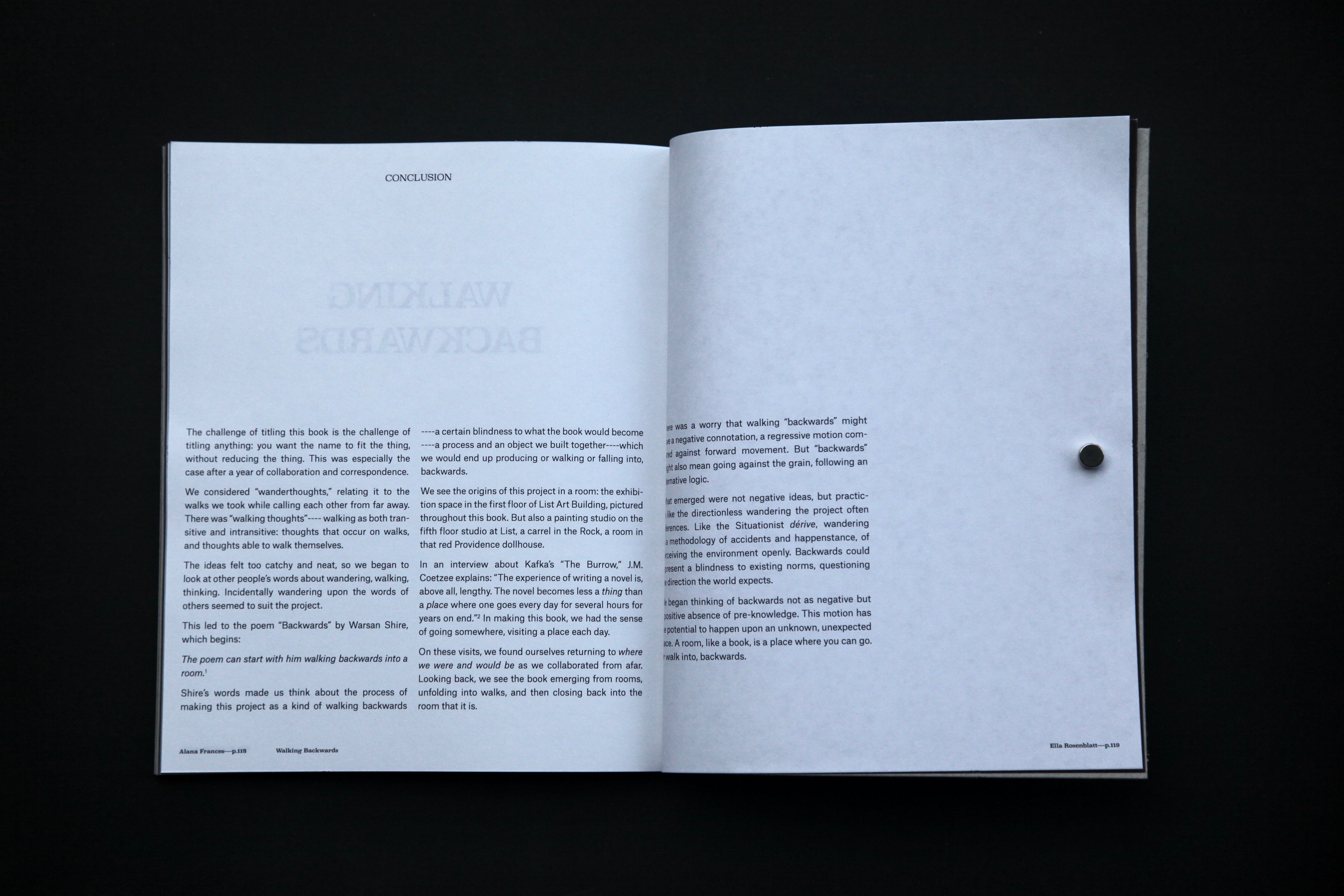 Walking Backwards into a Room