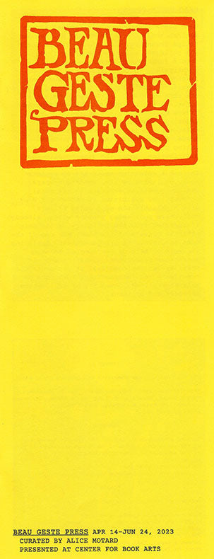 Beau Geste Press Exhibition Brochure image 0