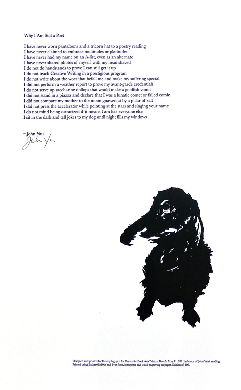 Why I Am Still a Poet (Limited Edition Benefit Broadside) image 0