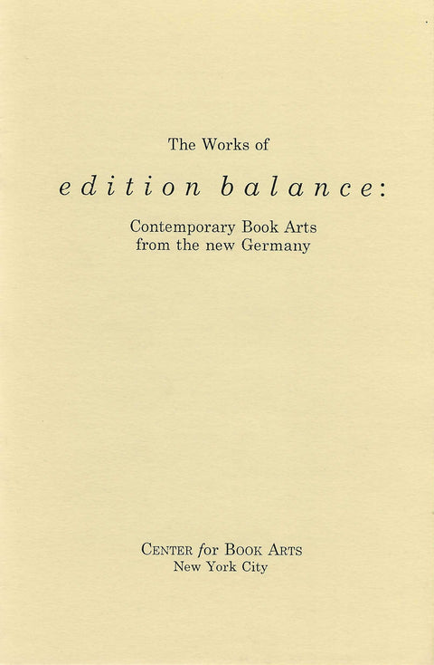 The Works of Edition Balance: Contemporary Book Arts from the New Germany image 0