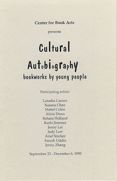 Cultural Autobiography: Bookworks by Young People Exhibition Brochure image 0