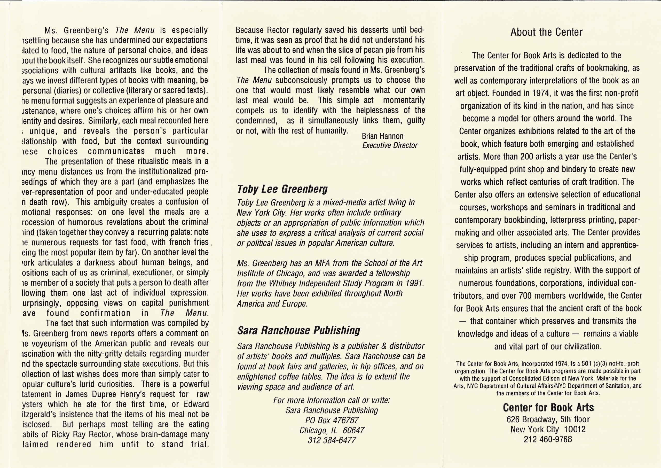 The Menu by Toby Lee Greenberg image 2