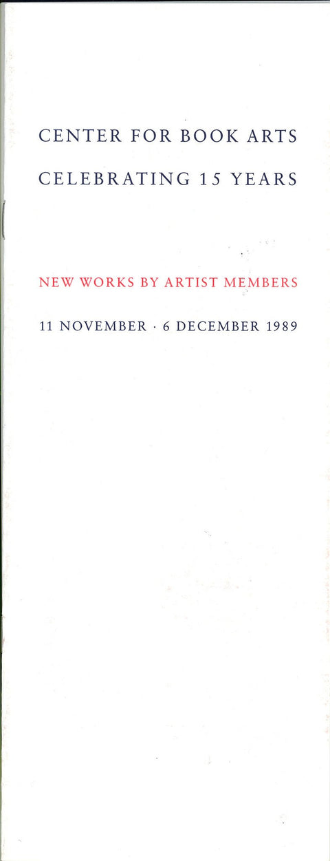 Center for Book Arts: Celebrating 15 Years image 0