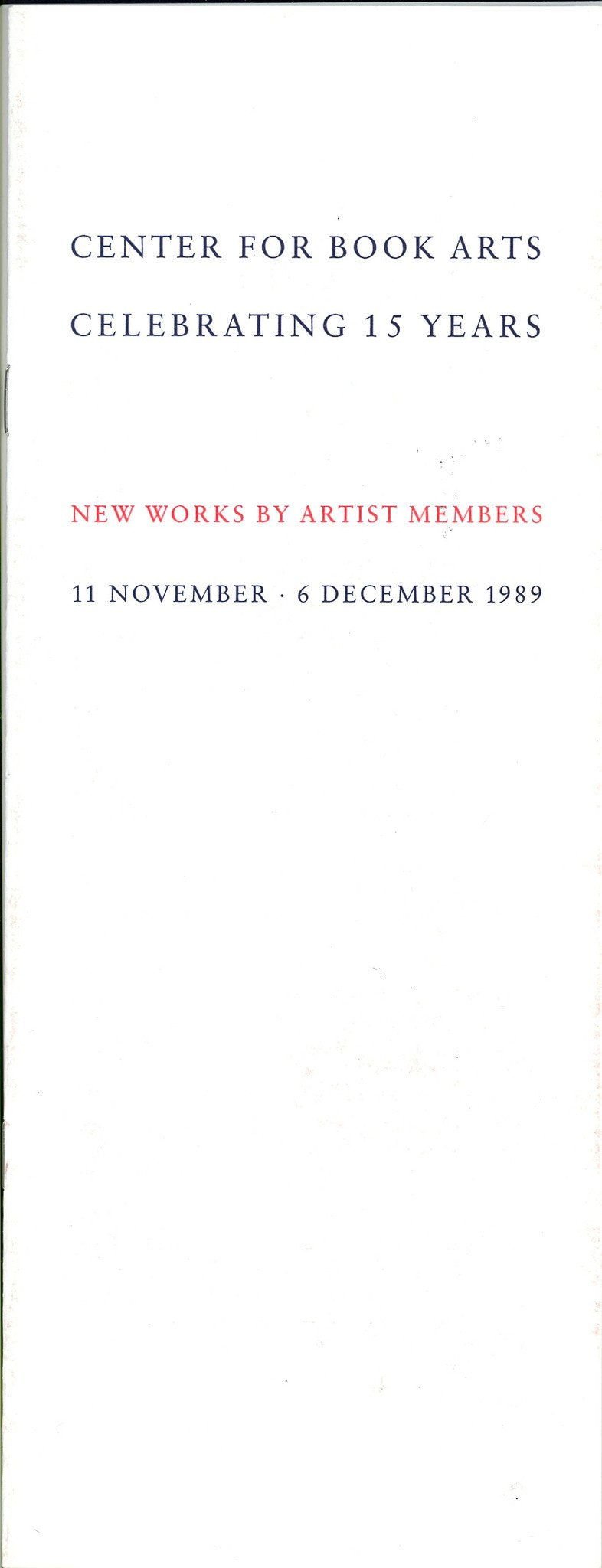 Center for Book Arts: Celebrating 15 Years image 0