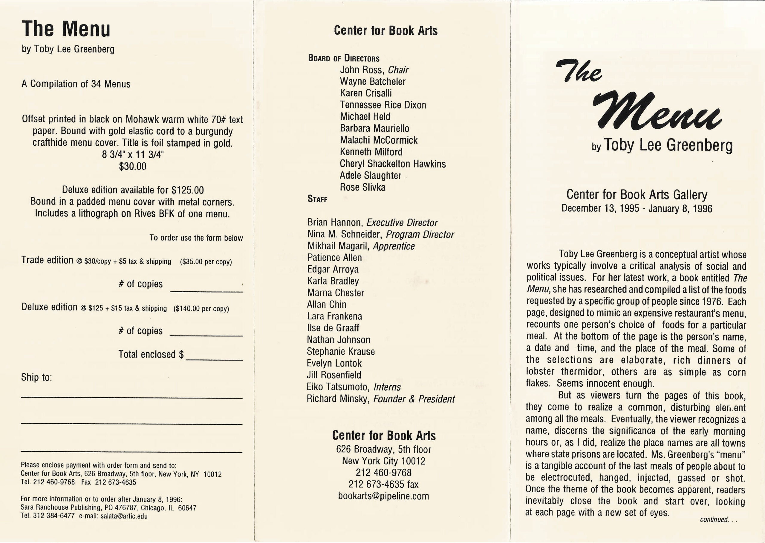The Menu by Toby Lee Greenberg image 1