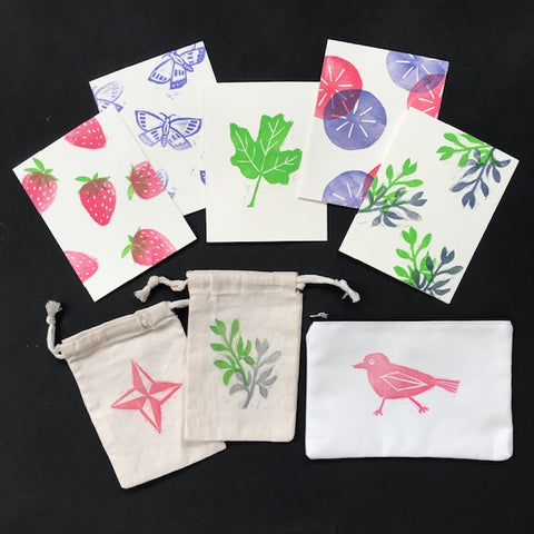 Handcarved Blockprints on Paper and Fabric