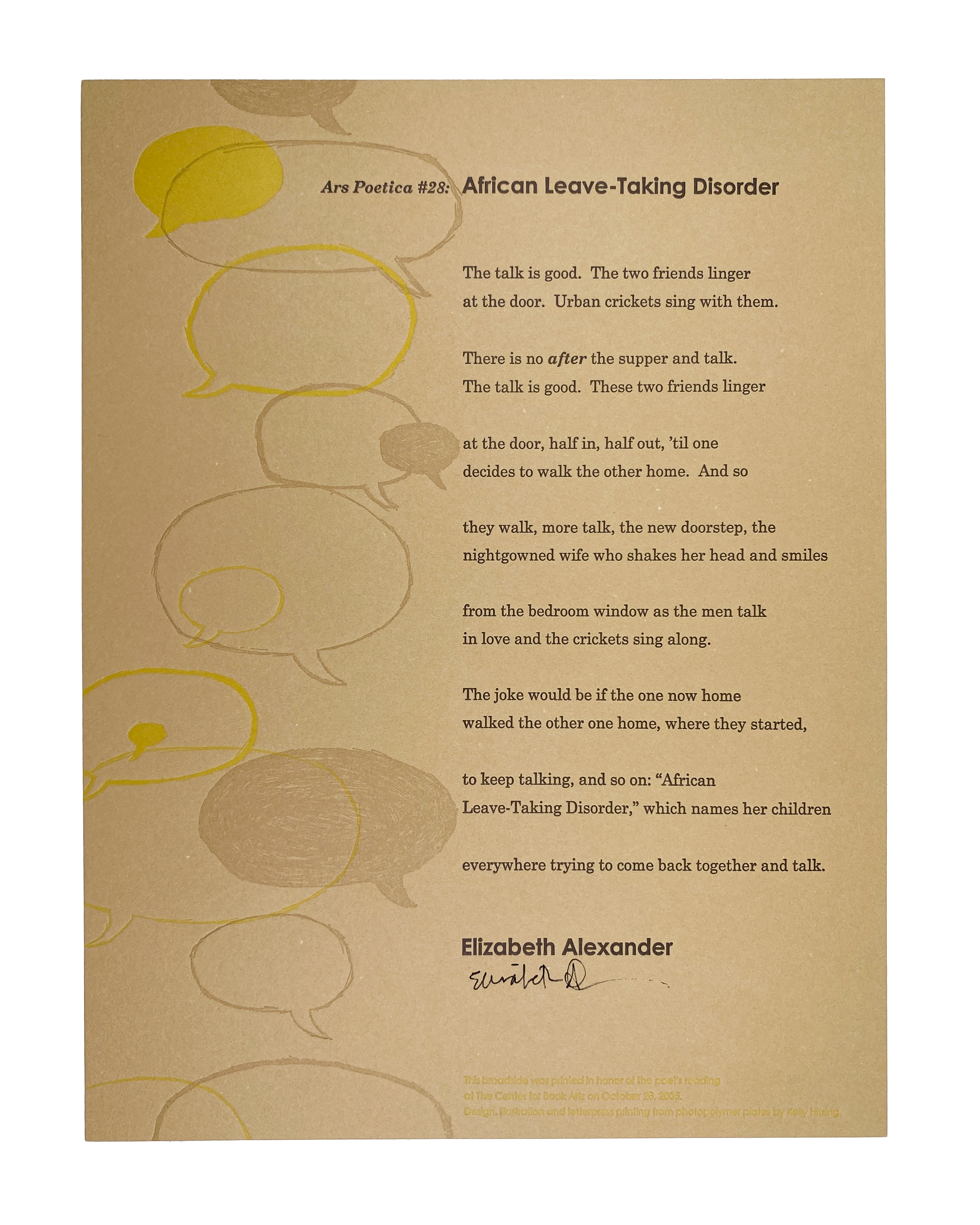 Ars Poetica #28, African Leave Taking Disorder