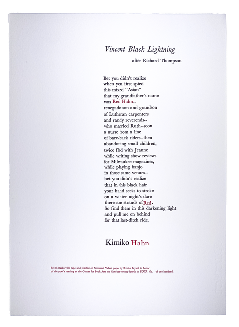 Vincent Black Lightning / after Richard Thompson