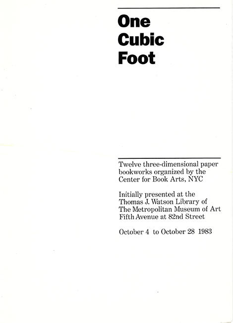 One Cubic Foot Exhibition Brochure image 0