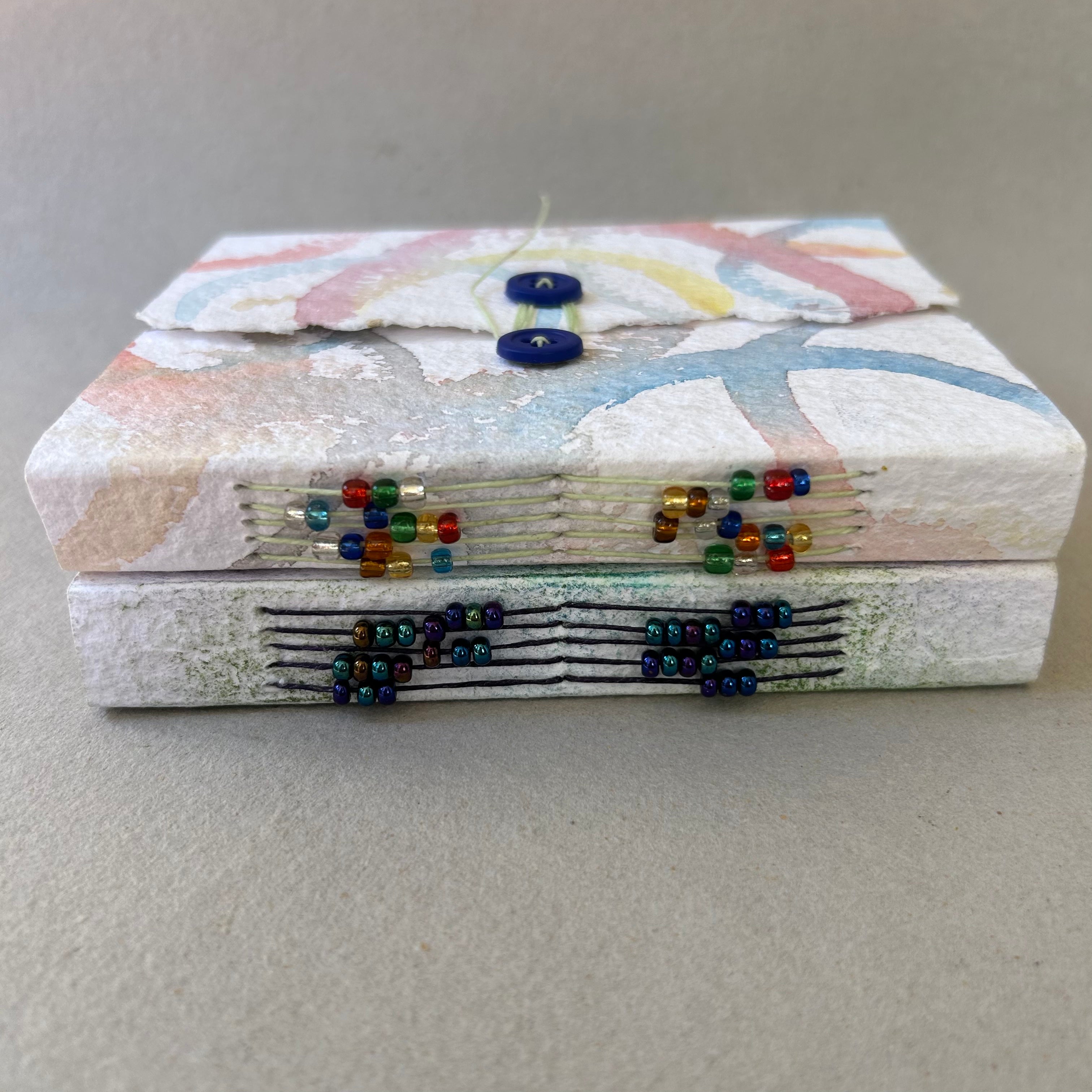 Sewn Journal with Exposed Stitching and Beads image 2